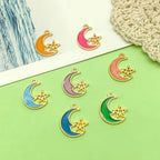 Sailanzi 56pcs Alloy enamel moon and star set Pendant Jewelry Making DIY Keychain Earrings Pendant Various Design Charms for Jewelry Making Bracelets Necklace (SN818) - color: SN818