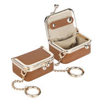 Royal Bagger Genuine Cow Leather Mini Jewelry Box Women's Coin Purse Solid Color Kiss Lock Change Pouch Casual Style Small Storage Bag for Women 1894 (Brown with Chain) - color: Brown with Chain