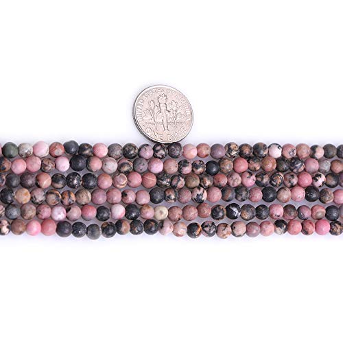 4mm Natural Stone Black Rhodonite Frosted Matte Unpolished Round Spacer Beads for Jewelry Making Strand 15 inch - color: Black Rhodonite, size: 4mm