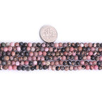 4mm Natural Stone Black Rhodonite Frosted Matte Unpolished Round Spacer Beads for Jewelry Making Strand 15 inch - color: Black Rhodonite, size: 4mm