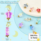 Ipotkitt 100 Pcs Electroplate Glass Star Charms with Glitter Powder Celestial Jewelry Findings Crystal Star Shaped Beads Charms for DIY Jewelry Making - color: 100pcs-Glass Star Charms-14x8x4mm