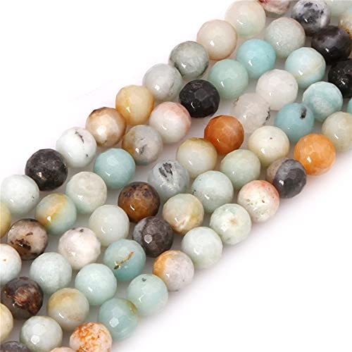 JOE FOREMAN 10mm Amazonite Mixed Color Faceted Beads for Jewelry Making Natural Gemstone Semi Precious Round 15" - color: Faceted, size: 10MM
