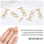 BENECREAT 6 Sets 18K Gold Plated Brass Toggle Clasps Double Ring Clasps and Metal Bar for Necklace Chain Bracelets Jewelry Making Craft DIY