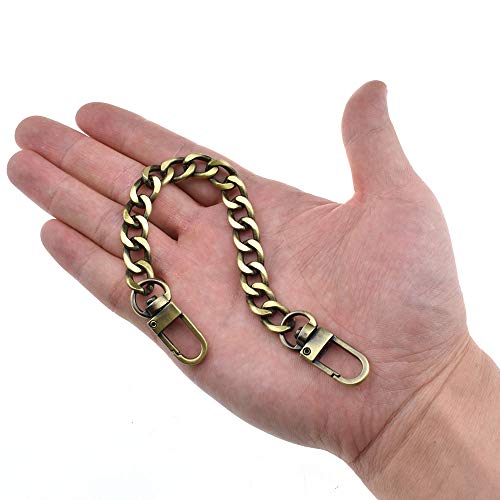 HAHIYO Purse Chain Strap 7.9 inches Bronze Shoulder Cross Body Sling Replacement Comfortable Flat 0.4' Wide 2.4mm Thick Metal 1 Pack - size: Bronze 7.9 inches