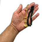 Simple Designed Natural Stone Worry Beads (8mm -33 Beads) - Prayer Beads Tesbih-Tasbih-Tasbeeh-Misbaha-Subha-Sebha-Sibha-Rosary (Green Jade -8 mm 33- Beads/Gold Tassel) - color: Green Jade -8 mm 33- Beads / Gold Tassel