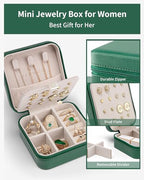 VLANDO Travel Jewelry Case, Small Travel Jewelry Organizer Box for Girls Women - Dark Green - color: Dark Green
