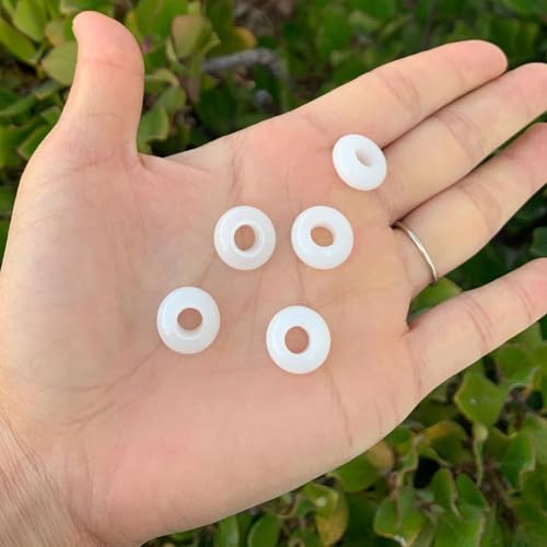 Adabele 10pcs Natural White Jade Gemstone 8x14mm Donut Rondelle Beads Large Hole ID 5.6mm for DIY Craft Jewelry Making GW-A4 - color: White Jade, size: 14mm x 8mm - 10pcs