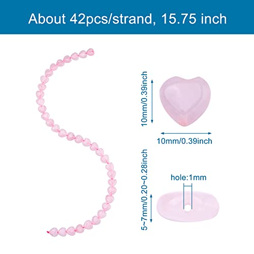 Fashewelry 42pcs Polished Heart Natural Rose Quartz Stone Beads Tumbled Chakra Gemstone Beads Crystal Healing Drilled Loose Beads for Earring Bracelet Necklace Jewelry Making - color: Rose Quartz, 10x10mm