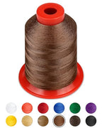 FIVEIZERO Extra Strong Upholstery Thread,Brown 1000 Meters Bonded Nylon Thread for Denim Leather,Craft,Machine,DIY and Home (1 Pack) CJ - color: Brown