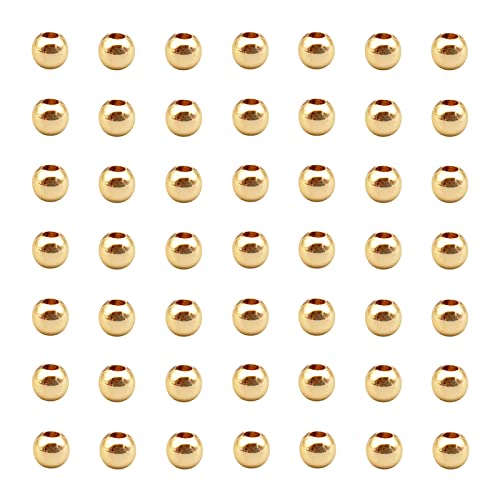 INSPIRELLE 200pcs 4mm Long-Lasting Pale Gold Plated Brass Rondelle Beads Round Metal Loose Connector Beads Smooth for DIY Bracelet Jewelry Making - color: Pale Gold, size: 4mm