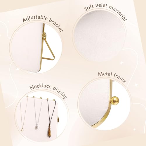 Mornajina 14 x 10 inches Velvet Necklace Display Stands for Selling, Large Metal Necklace Organizer Holder Stand Chain Jewelry Display Stand (Beige & Grey, 1 Pack) - color: Beige & Grey