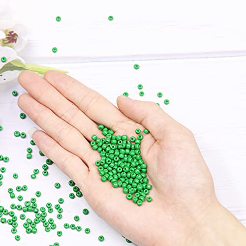 Size 6/0 Crafts Glass Seed Beads 4mm Dark Green Beads for Jewelry Making (Total About 100g About 1200pcs) - color: Dark Green