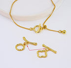 1Box 20 Sets Mixed 5 Styles 14K Real Gold Filled OT Toggle Clasps OT End Clasps Connectors Bar for Bracelet Necklace Jewelry Making (Style1)