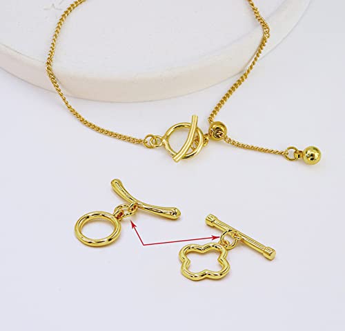 1Box 20 Sets Mixed 5 Styles 14K Real Gold Filled OT Toggle Clasps OT End Clasps Connectors Bar for Bracelet Necklace Jewelry Making (Style1)