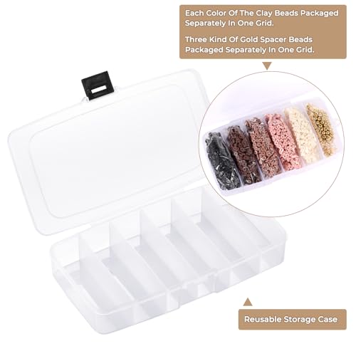 Funtopia 5200+ Pcs Brown Clay Beads Bracelet Making kit, Heishi Beads Polymer Clay Beads for Jewelry Making, Friendship Bracelet Kit with Gold Beads Charms for Girls Adults (6mm) - color: 5.Brown