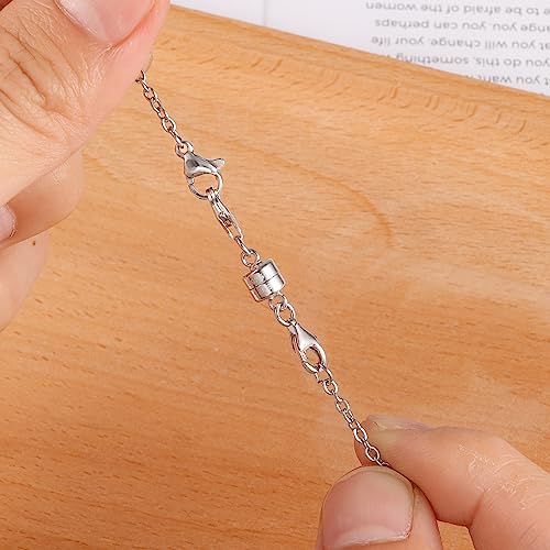 925 Sterling Silver Double Lobster Clasp Magnetic Jewelry Clasps Magnetic Necklace Clasps and Closures Sterling Silver Double Bracelet Necklace Clasp - color: C-White Gold