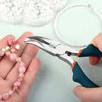 SPEEDWOX Bent Nose Pliers With Cutter - 5 Inch Curved Serrated Jaw Convex Shoulder Precision Jewelry Pliers For Wire Wrapping & Beading - style: Bent Nose Pliers With Cutter