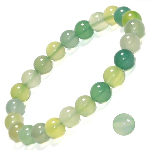 8mm Natural Gemstone Stretch Bracelet, Handmade Unisex Crystal Bracelets for Meditation, Yoga, Spiritual Healing & Positive Energy - color: Prehnite