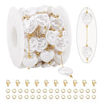 KYUNHOO 9.8FT/3M Gold Chains for Jewelry Making Stainless Steel Heart Chain Imitation Pearl Jewelry Link on Bulk for Women DIY Handcrafts - color: Heart Gold