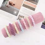 AUEAR, Velvet Vertical Tower Display Bracelet Hair Band T-Bar Holder for Headband Scrunchie (Pink, Square Bottom, 1-Pack)