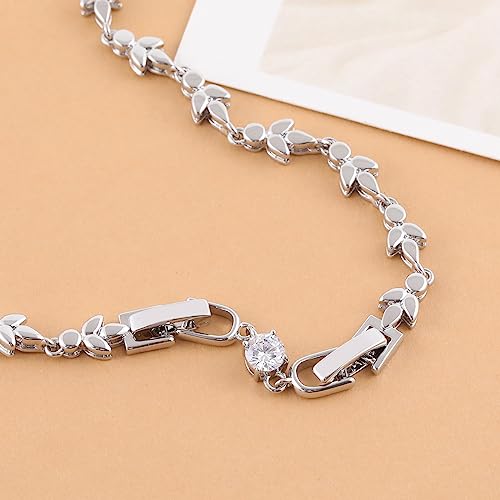 Silver Necklace Bracelet Extender for Women, 4pcs Cubic Zirconia Foldover Extension Jewelry Clasps for Jewelry Making - color: White Gold - CZ