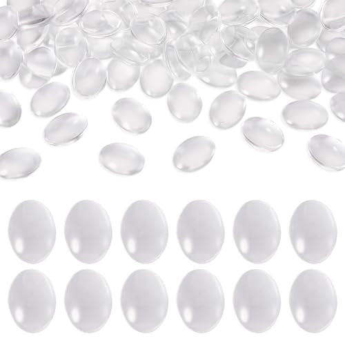 Craftdady 200Pcs Transparent Oval Glass Cabochons 20x15mm Clear Glass Flat Back Dome Tile Cabochon Covers for Photo Pendant Jewelry Making - color: Transparent Clear, size: 20x15mm Oval