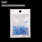 Iridescent Glass Tiny Bubble Beads, 0.4-3mm 20g No Hole Micro Mini Round Blue Water Droplets Beads - Applications: for Resin Filler, Nail Art, Dollhouse Bath Tub, 2-Pieces - color: Blue, size: φ0.4-3mm