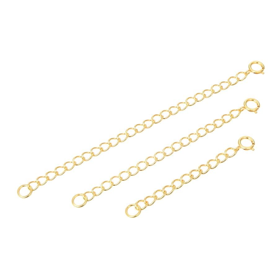 2pcs Adabele Real Yellow Gold Plated Sterling Silver Chain Extender Clasp Removable Adjustable 2 inch Cable Chain Extension for Necklace Bracelet Anklet Jewelry Making SS279-2 - color: Gold, size: 2 inch - 2pcs
