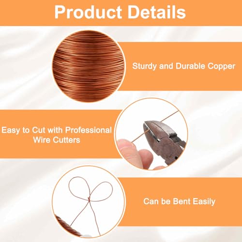 HARFINGTON Wire 203ft Length 24 Gauge Copper Craft Jewelry Wrapping Wire Tarnish Resistant Beading for Jewelry Making Supplies Crafting, Coffee - color: Coffee