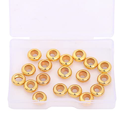BEADIA 18K Gold Plated Stopper Beads 10x4.5mm 20pcs Rondelle Insert Silicon Length Adjust Spacer Beads for Jewelry Making Findings - color: Rondelle, size: 10x4.5mm