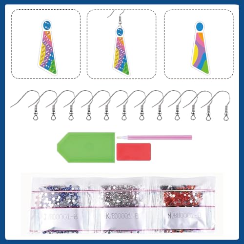 BEUNITONE 12 Pairs Long Style Diamond Art Earring Making Kits for Adults, DIY Drop Dangle Earring Making Supplies Kit, Fun Duck Art Earrings Ornament for Women Birthdays Holiday Handmade Gift - style: Long Earrings