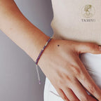 Natural Crystal Cut Bead Bracelet, 925 Silver Faceted Gemstone Jewelry for Women, Handmade Chakra Design Gift for Birthday Christmas Daily Wear - color: Purple Amethyst
