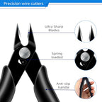 Precision Wire Cutters Flush Cut Pliers Side Cutter Diagonal Small Wire Snips for Jewelry Making Electronics Micro Ultra Sharp (Black)