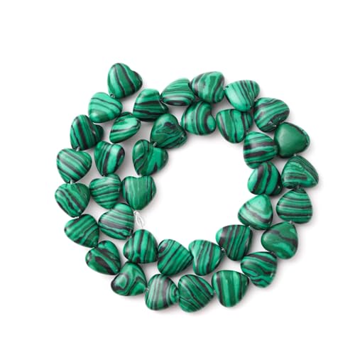 10mm Natural Malachite Stone Beads Heart Shape DIY Loose Gemstone Energy Healing Crystal Charms for Jewelry Making Handmade - color: Malachite