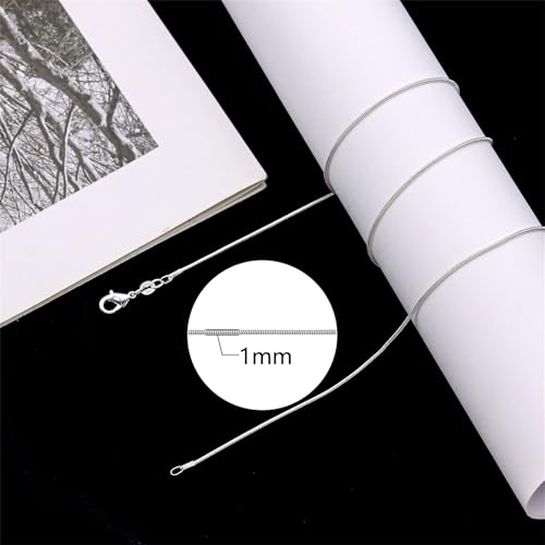 925 Sterling Silver Chain Necklace for Women 16-24 Inch Silver Jewelry Gift - size: 22 Inch, style: Round Snake Chain 1mm