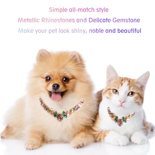 HOWWFALY Dog Collar and Cat Collar Gold Chain Necklace Stainless Steel Adjustable Yellow Diamonds Collar with Cute Pet Paw for Small Medium Pets Cats Dogs Kitten Puppy - color: Muti, size: Medium