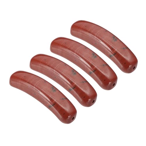 PATIKIL 4 Pcs Natural Stone, 36 x 10 mm Natural Curved Clear Quartz Stone Crystal Handmade Jade Flat Beads for DIY Crafting, Red Stone - color: Red Stone