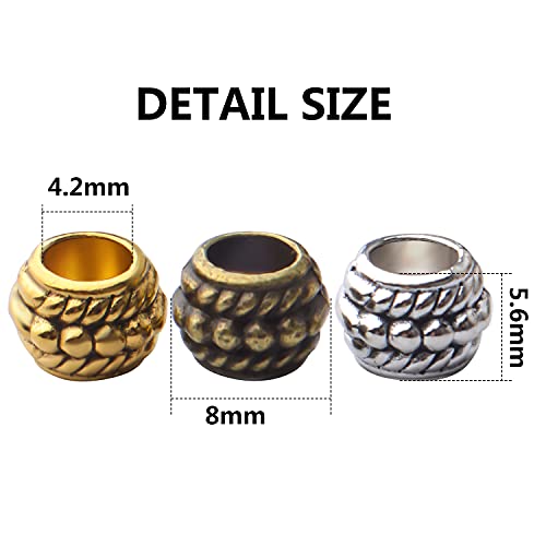 150pcs Spacer Beads Large Hole Tibetan Alloy Rondelle Bead Spacers Column Tube Loose Charms for DIY Jewelry Bracelet Necklace Making Accessory