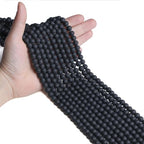DUQGUHO Matte Agate Beads 8mm Natural Crystal Black Round Polishing Stone Genuine Gemstone Beads for DIY Jewelry Making 47 Pcs - color: Black#4
