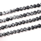 10mm Natural Snowflake Stone Beads Heart Shape DIY Loose Gemstone Energy Healing Crystal Charms for Jewelry Making Handmade - color: Snowflake