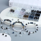 DUQGUHO 8mm Black Beads for Bracelets Black and White Glass Beads for Jewelry Making Glass Round Bead Necklaces DIY Crafts Kit 360PCS - color: 1-Black