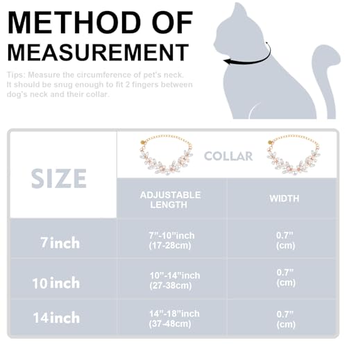 HOWWFALY Dog Cat Pearl Collars with Cute Pet Paw Gold Chain Stainless Steel Collars Necklace Adjustable Collar Dog Chain Cat White Pearl Pet Collar (White, M) - color: White, size: Medium