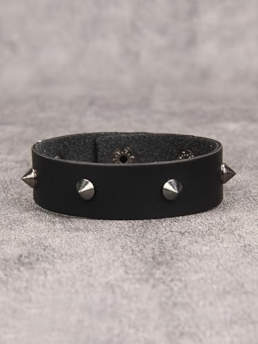 GelConnie Leather Cuff Bracelet Punk Braided Bracelets Rock Leather Wristbands Faux Mens Leather Bracelet Gothic Viking Bangle Adjustable Wrap Bracelet for Women,Men - color: MLPB119-Black