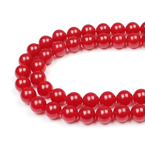 MJDCB Natural Red Jade Round Loose Beads for Jewelry Making DIY Bracelet Necklace (8mm) - color: Red Jade, size: 8mm