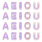 FASHEWELRY 50Pcs Iridescent Acrylic Large Letter Beads with Large Hole UV Plating Rainbow Letter Blocks Charms 3D Letters Chunky Vowel Alphabet Beads for Key Chains Necklace DIY Arts Craft (Violet) - color: Purple, size: Vowels