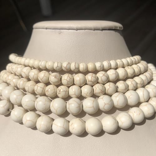 Yochus 60pcs White Turquoises Beads，6mm Healing Power Natural Stone Round Loose Beads for Jewelry Making Earring Necklace DIY Crafts - color: White Turquoises, size: 6mm 60beads