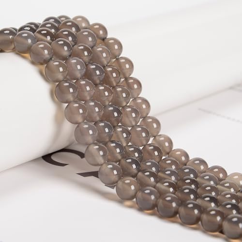 65Pcs 6mm Grey Agate Natural Round Loose Real Stone Beads Gemstone Genuine for DIY Hand Made Craft Jewelry Bracelet Earring Necklace String Making Energy Healing Power - color: Gray Agate, size: 6mm