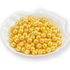 200Pcs Glass Pearl Beads Faux Pearls Round Czech Tiny Satin Luster Spacer Loose Beads Bulk with Holes Handcrafted for DIY Bracelets Jewelry Making Crafts Supplies (4MM, Yellow) - color: Yellow, size: 4MM
