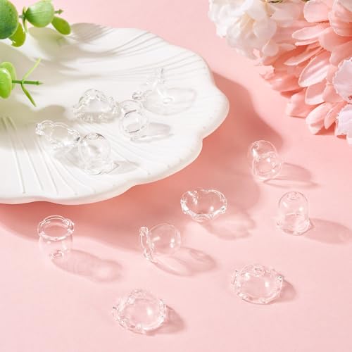 FASHEWELRY 12Pcs Clear Glass Wind Bell Beads Set Crystal Trumpet Flower Beads Caps Transparent Glass Fishing Beads Jellyfish Beads for Wind Chimes Earring Craft Jewelry Making - color: Clear-2 Styles