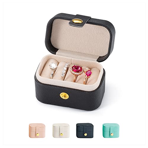 Travel Jewelry Ring Case,Small Jewelry Ring Box,Ring Holder,Mini Jewelry Case Portable Storage Case, for Women Girls, for Travel,Business,Wedding,Bridesmaid Gift (Black) - color: R1 - Black